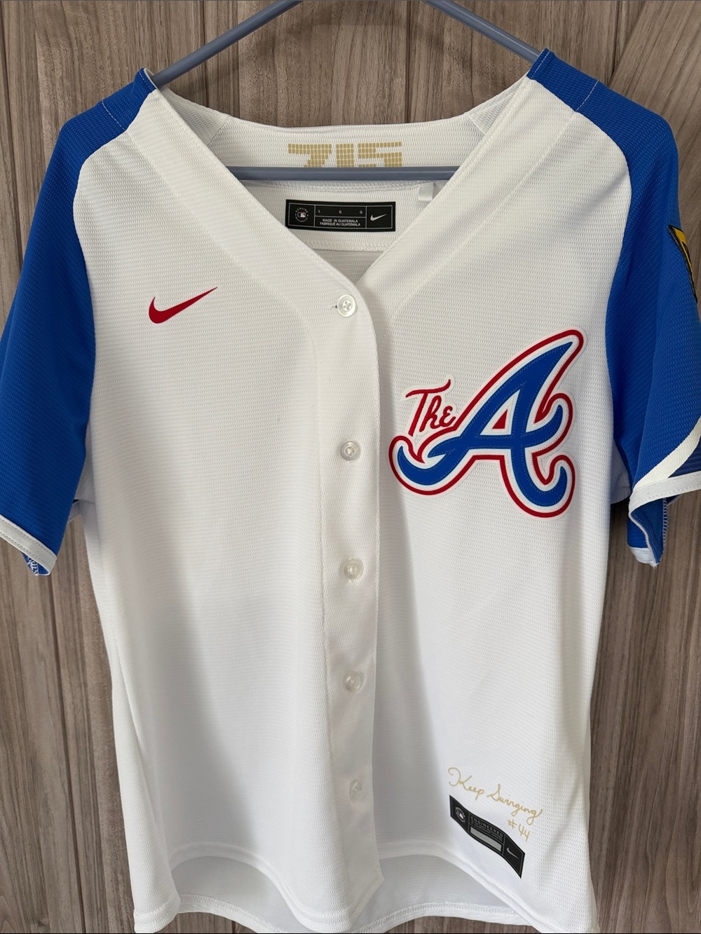 Nike White & Blue Atlanta Braves City Connect Button Up Jersey